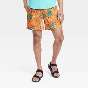 All In Motion‎ Men's Hybrid Shorts 6", Orange Palm, Size S, NWT